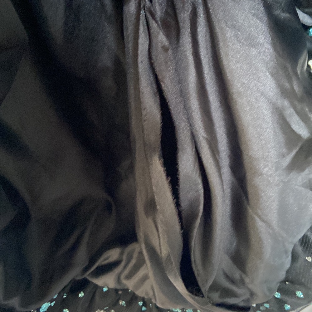 Jessica McClintock champagne turquoise sparkle strapless dress SZ 3 vintage cute - Picture 7 of 11